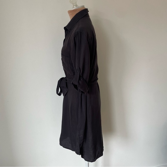 Anthropologie Cloth & Stone Washed Black Utility Pocket Button Up Shirt Dress XS - Picture 3 of 10